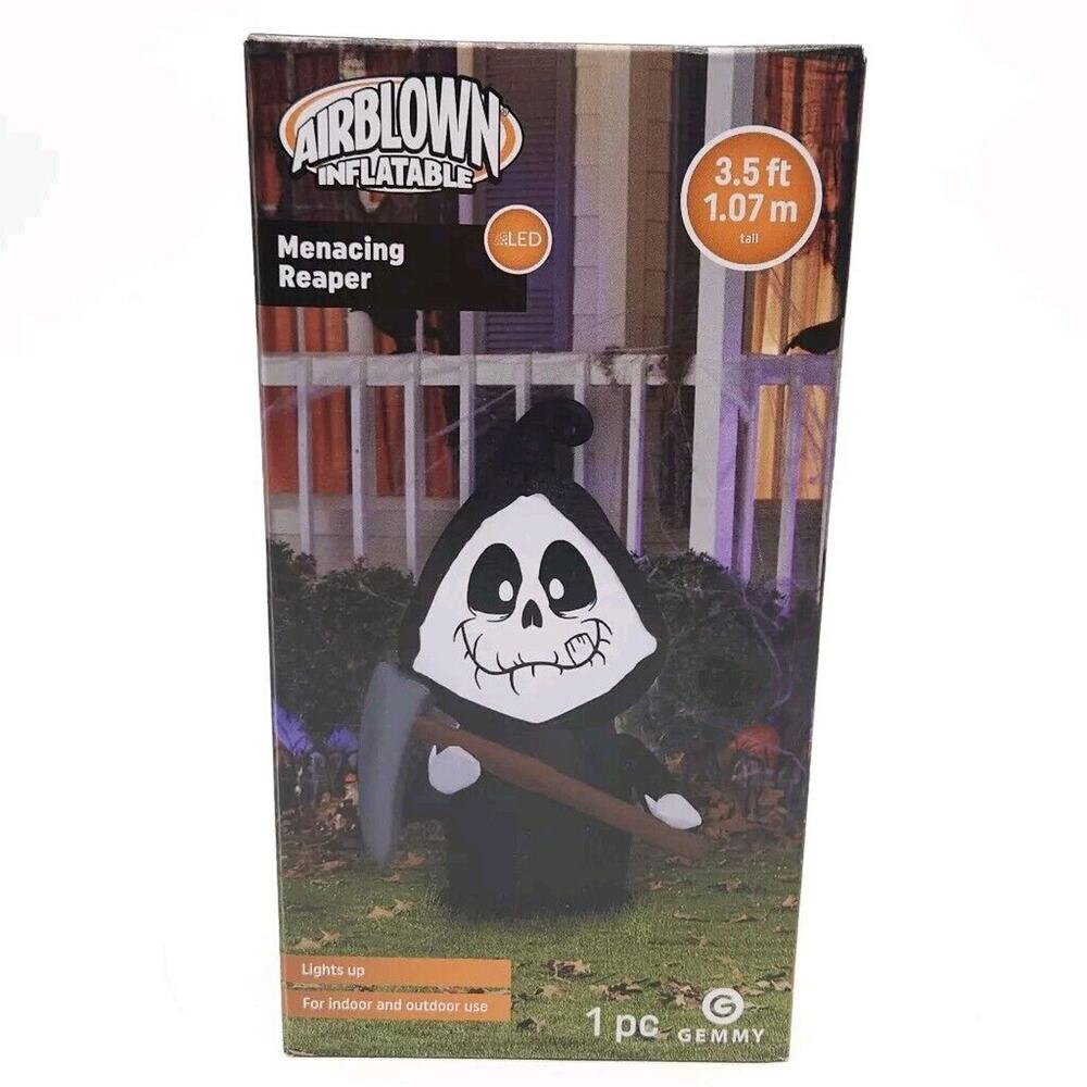 3.5' ft‎ Menacing Reaper Gemmy Airblown Yard Inflatable LED Light Up Halloween